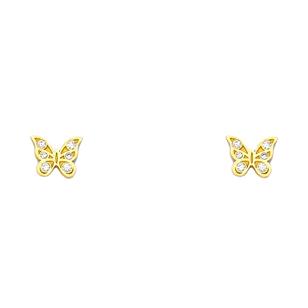 14K Yellow Gold Stud Earring & Solitaire Jewelry - ST593