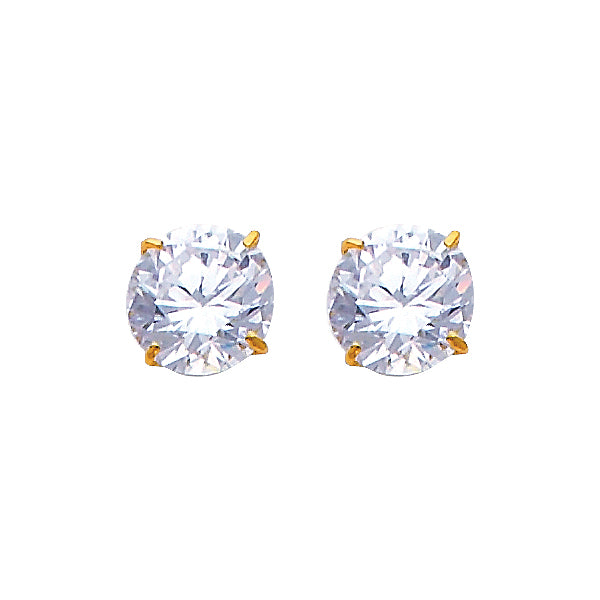 14K Yellow Gold Stud Earring & Solitaire Jewelry 2mm - ST597