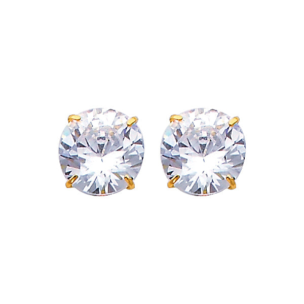 14K Yellow Gold Stud Earring & Solitaire Jewelry 2mm - ST598