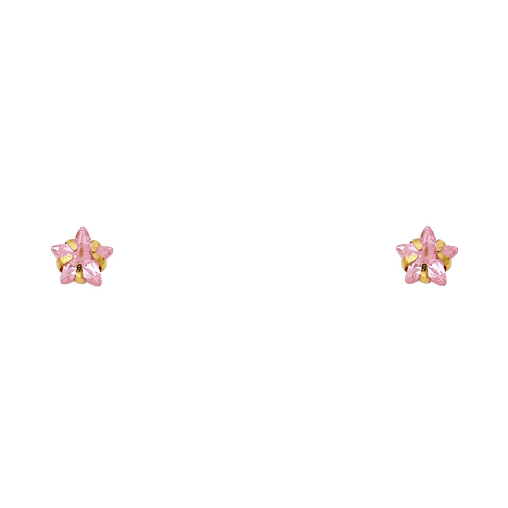 14K Yellow Gold Stud Earring & Solitaire Jewelry 3mm - ST601