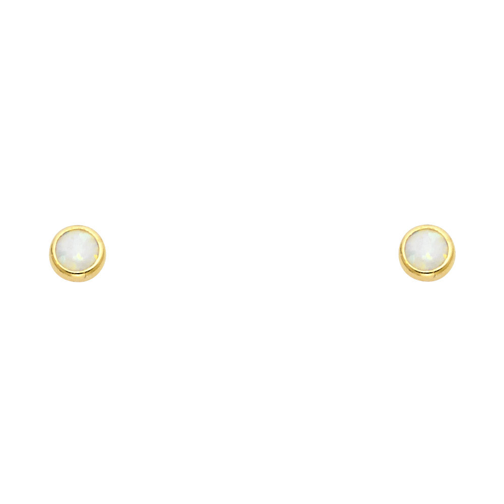 14K Yellow Gold Stud Earring & Solitaire Jewelry 5mm - ST605