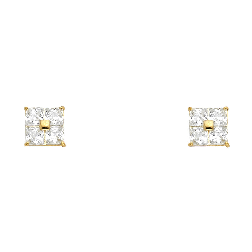 14K Yellow Gold Stud Earring & Solitaire Jewelry 5mm - ST607