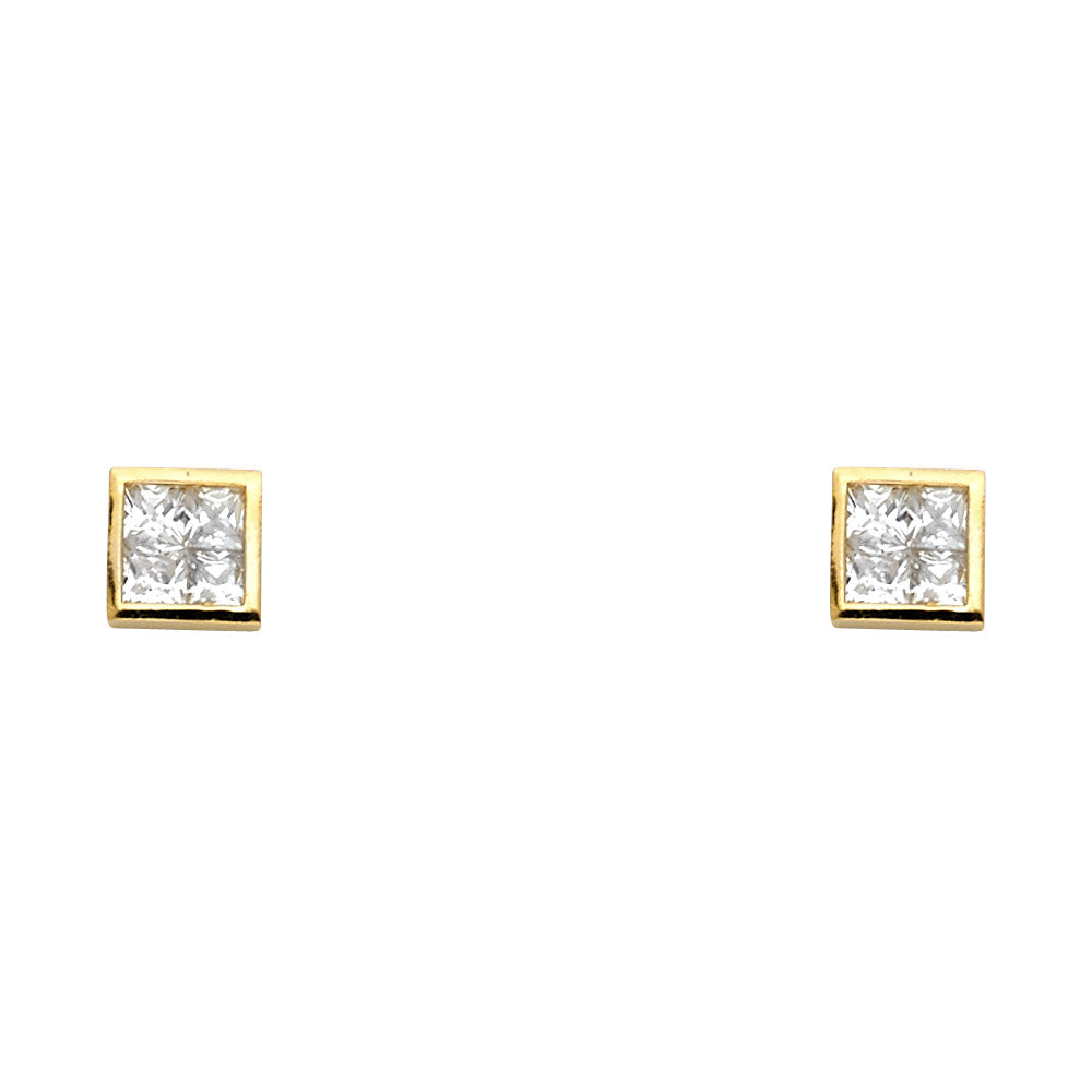 14K Yellow Gold Stud Earring & Solitaire Jewelry 5mm - ST608