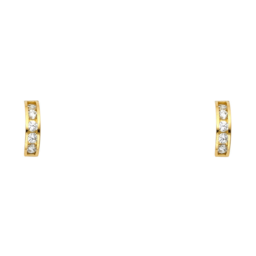 14K Yellow Gold Stud Earring & Solitaire Jewelry 5mm - ST610