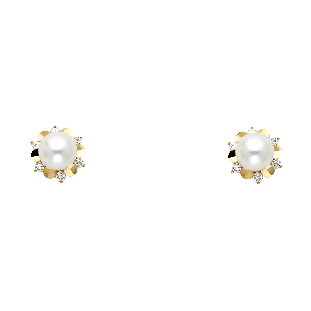 14K Yellow Gold Stud Earring & Solitaire Jewelry 6mm - ST613
