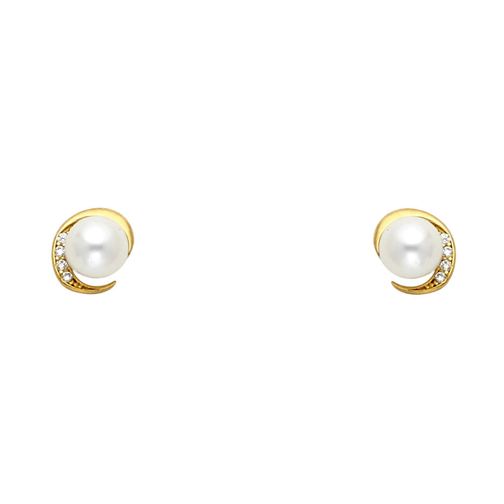 14K Yellow Gold Stud Earring & Solitaire Jewelry 6mm - ST614