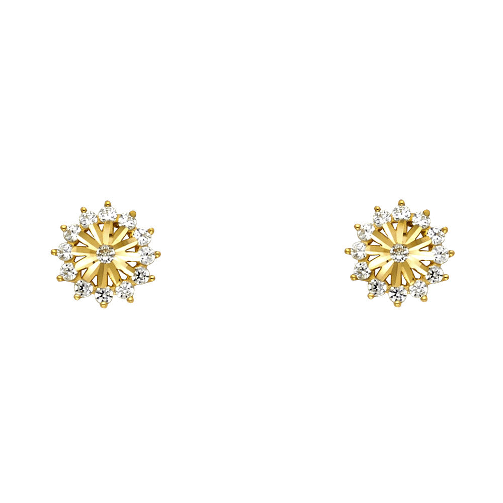 14K Yellow Gold Stud Earring & Solitaire Jewelry - ST619
