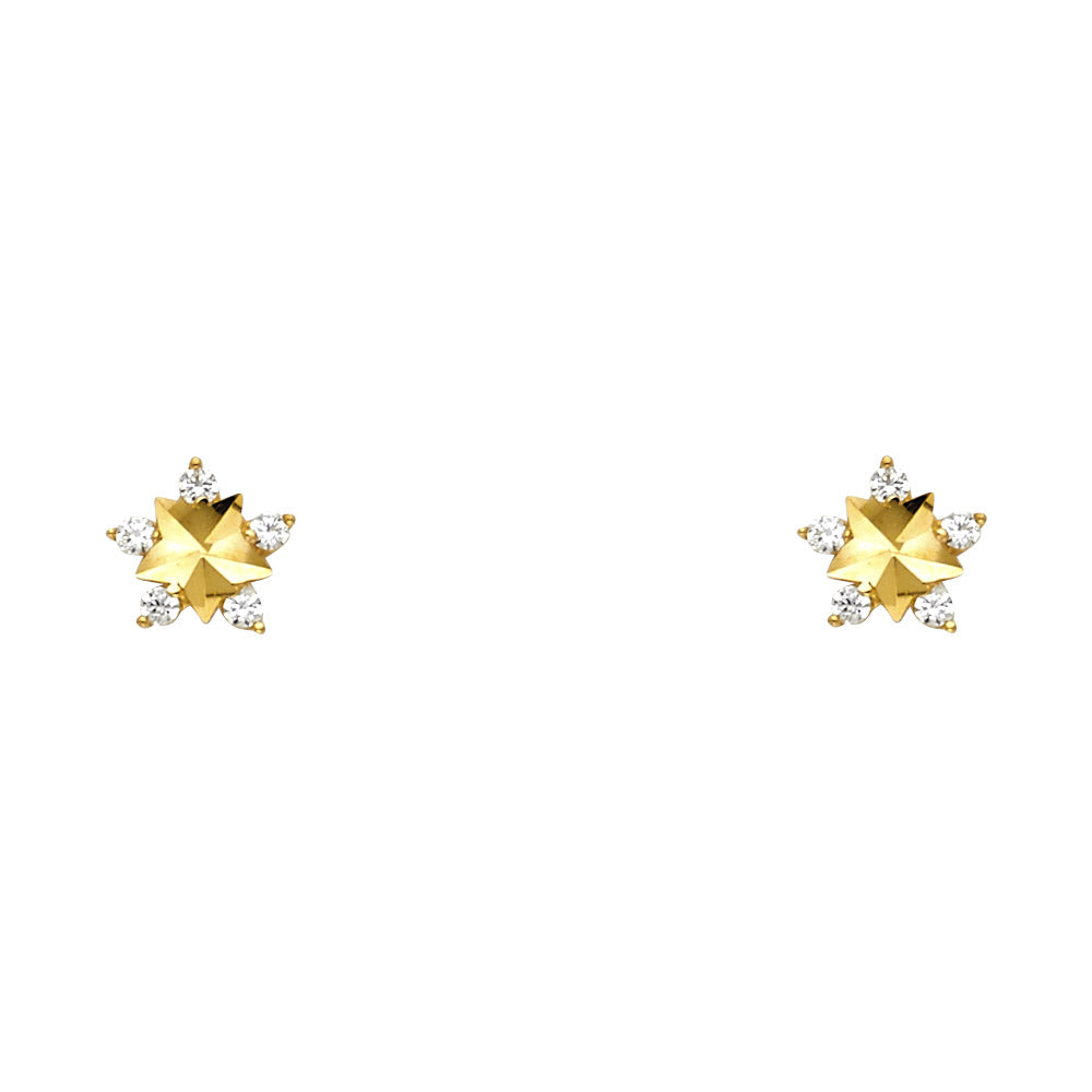 14K Yellow Gold Stud Earring & Solitaire Jewelry - ST620