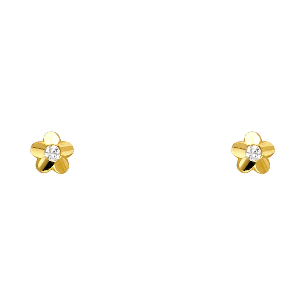 14K Yellow Gold Stud Earring & Solitaire Jewelry - ST621