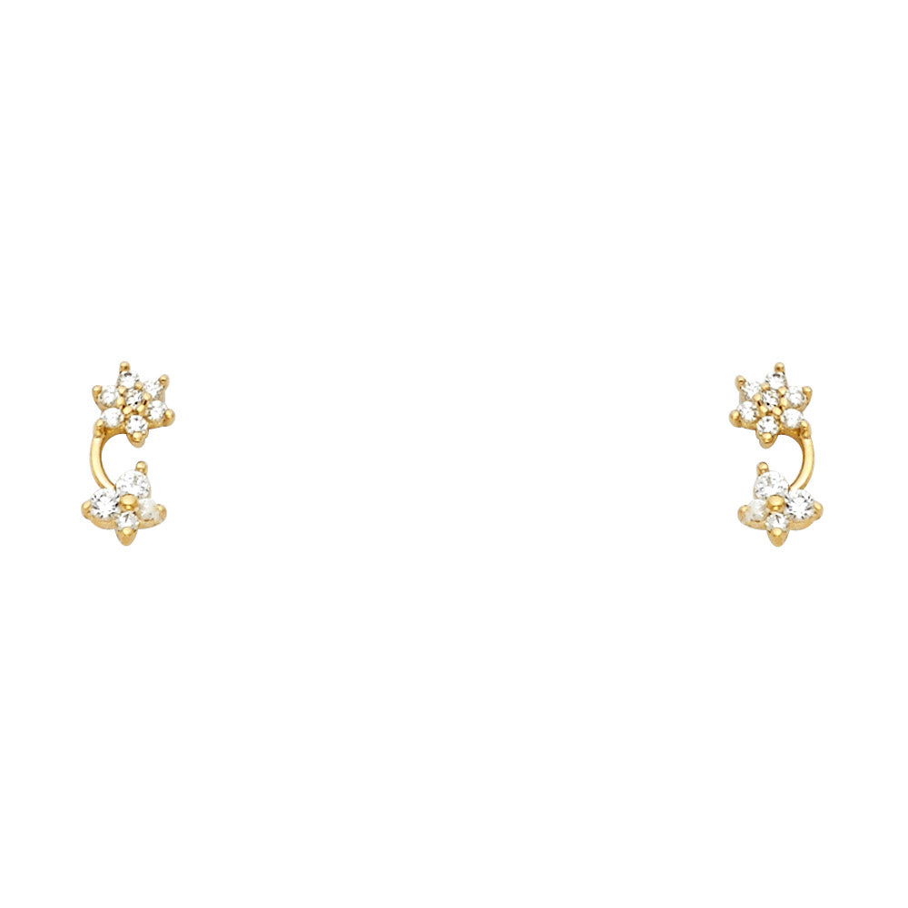 14K Yellow Gold Stud Earring & Solitaire Jewelry - ST640