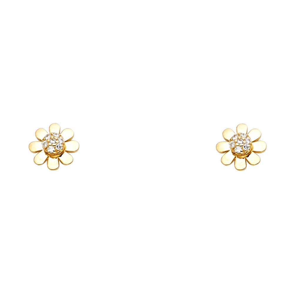 14K Yellow Gold Stud Earring & Solitaire Jewelry - ST641