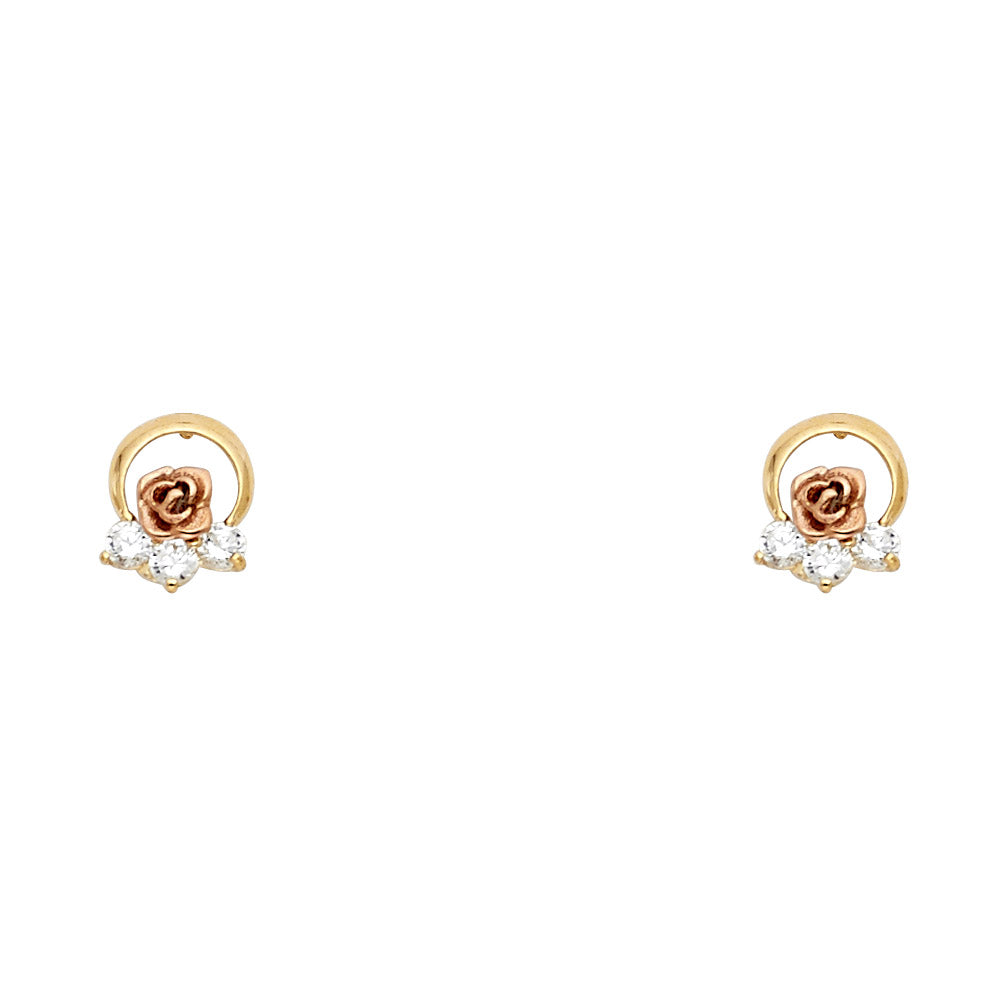 14K Yellow Gold Stud Earring & Solitaire Jewelry - ST642