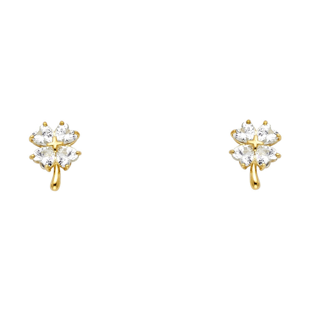 14K Yellow Gold Stud Earring & Solitaire Jewelry - ST644