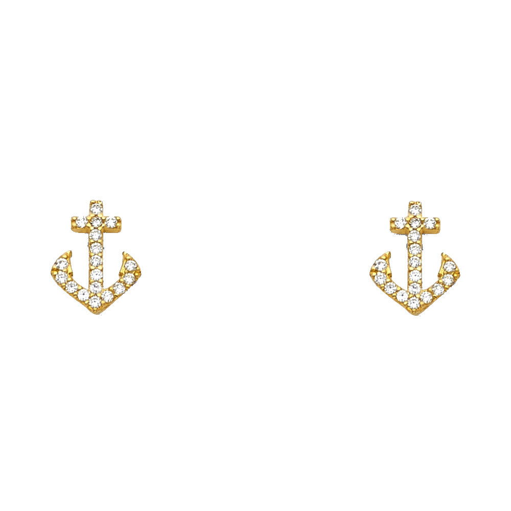 14K Yellow Gold Stud Earring & Solitaire Jewelry - ST646