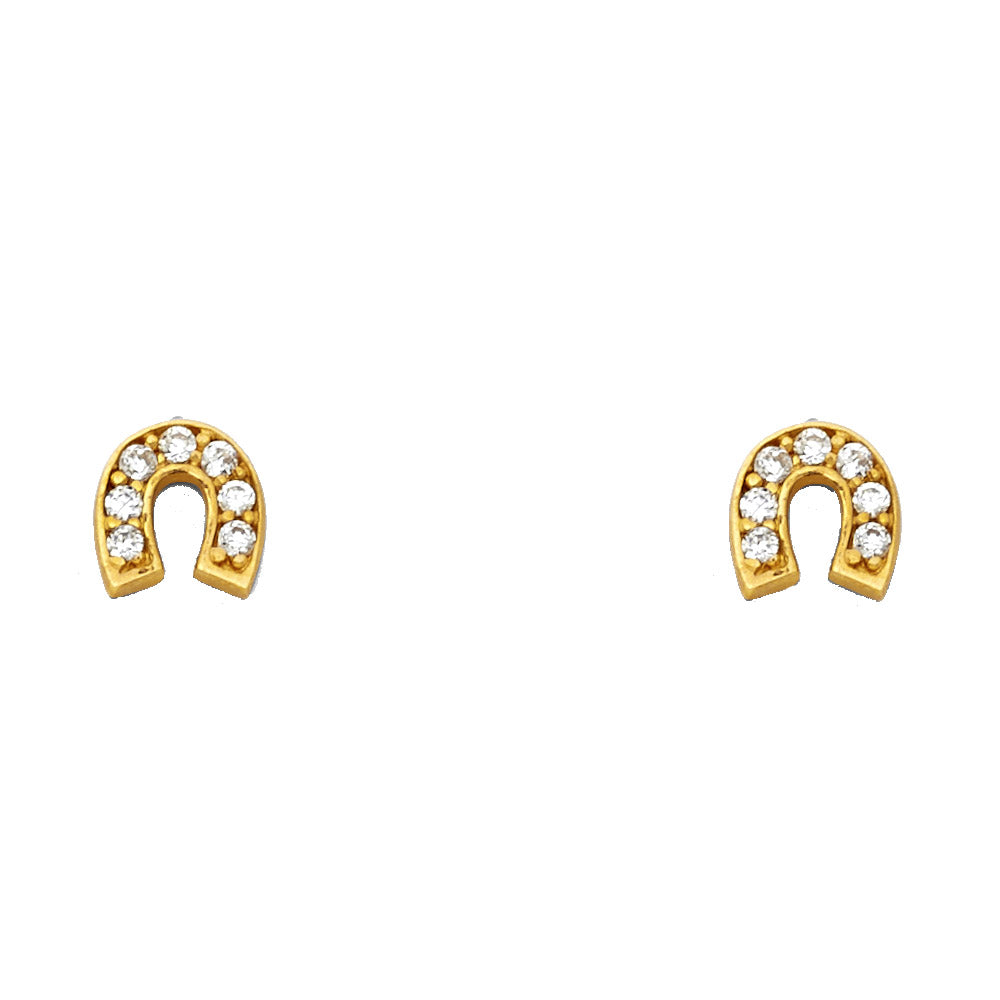 14K Yellow Gold Stud Earring & Solitaire Jewelry - ST647