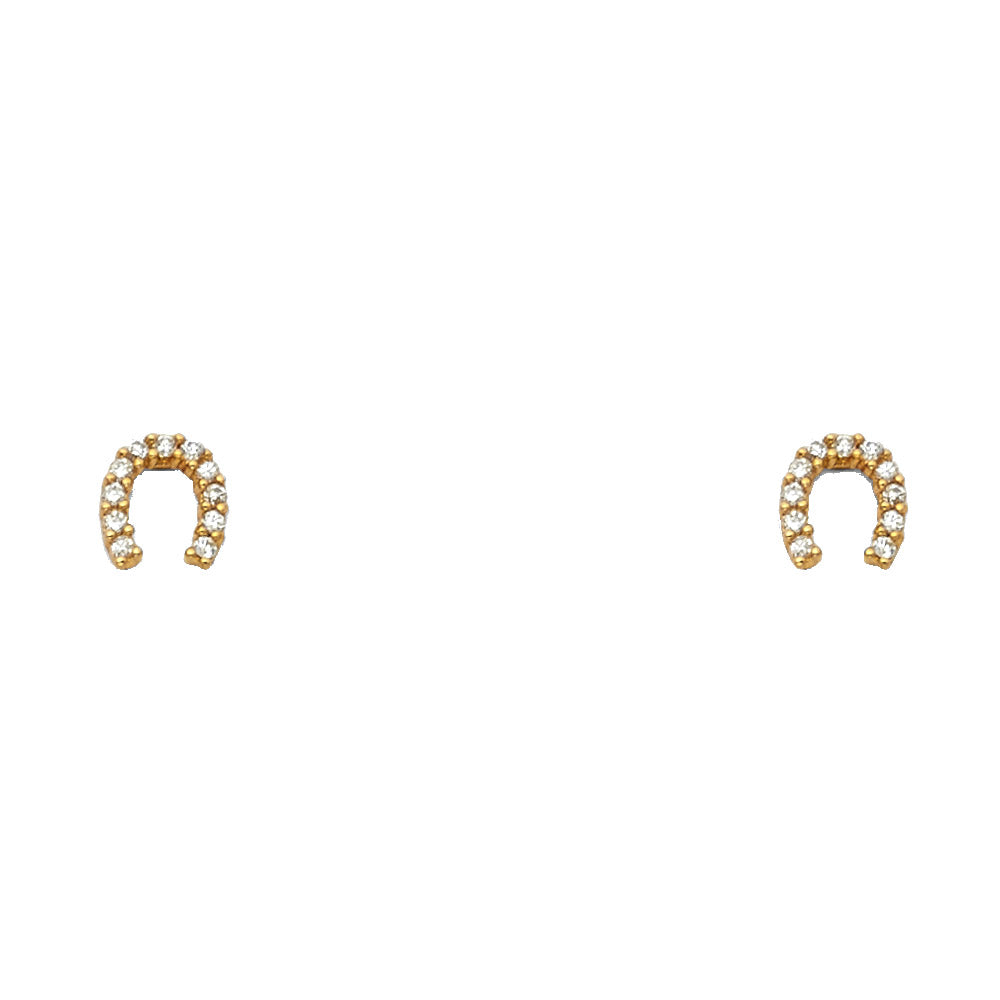 14K Yellow Gold Stud Earring & Solitaire Jewelry - ST648