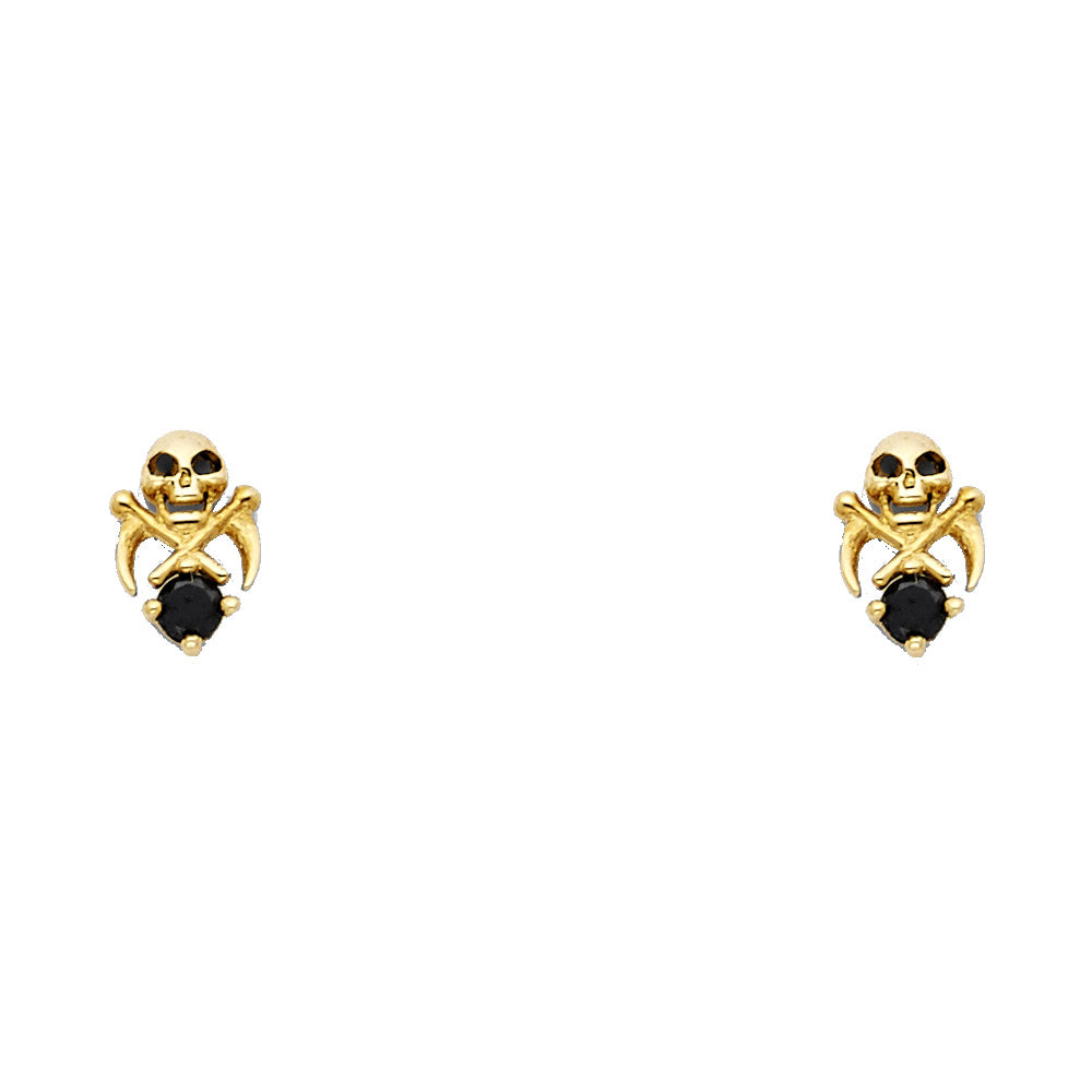 14K Yellow Gold Stud Earring & Solitaire Jewelry - ST653