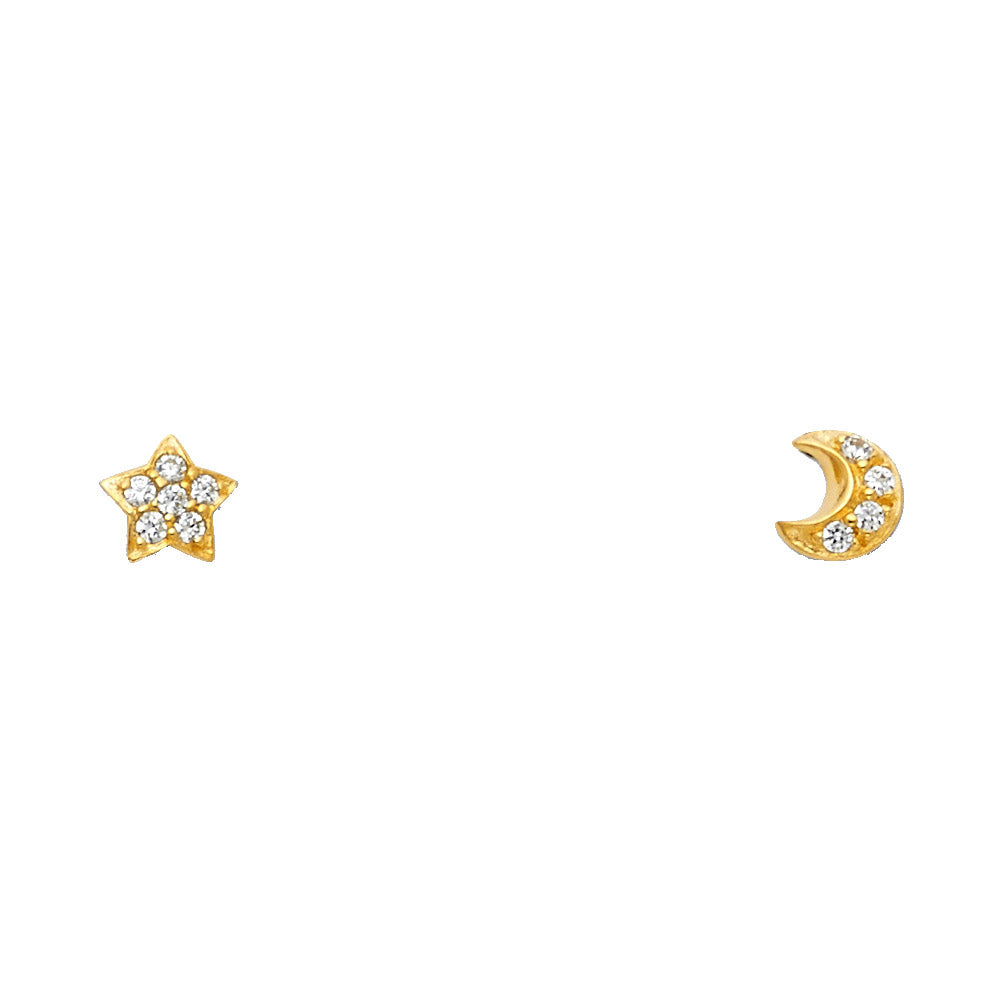 14K Yellow Gold Stud Earring & Solitaire Jewelry - ST654