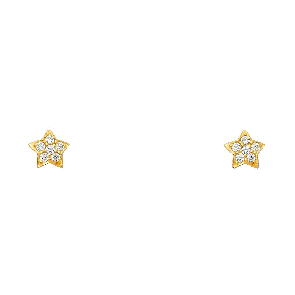 14K Yellow Gold Stud Earring & Solitaire Jewelry - ST655