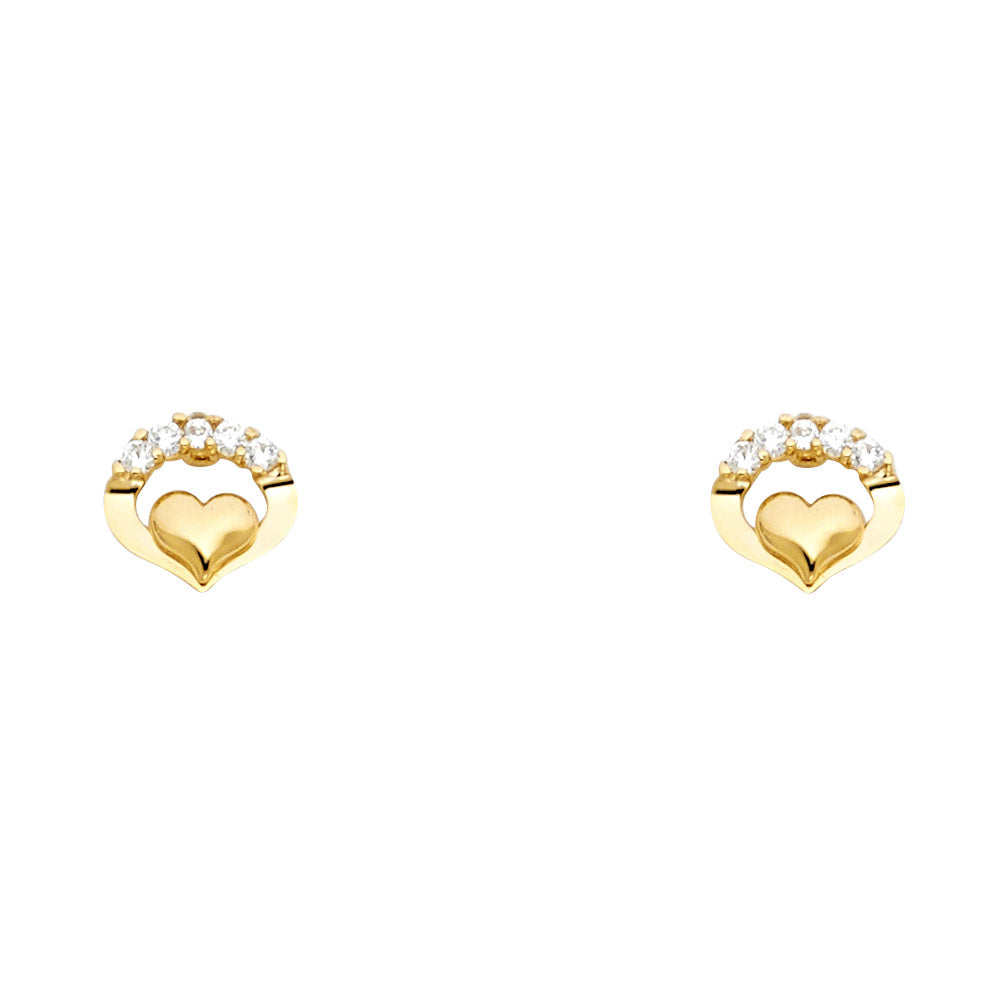 14K Yellow Gold Stud Earring & Solitaire Jewelry - ST666
