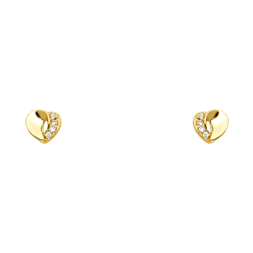 14K Yellow Gold Stud Earring & Solitaire Jewelry - ST671