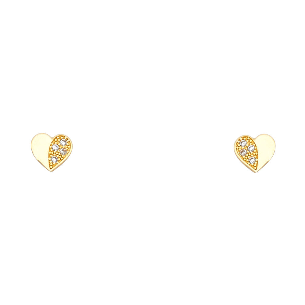 14K Yellow Gold Stud Earring & Solitaire Jewelry - ST672
