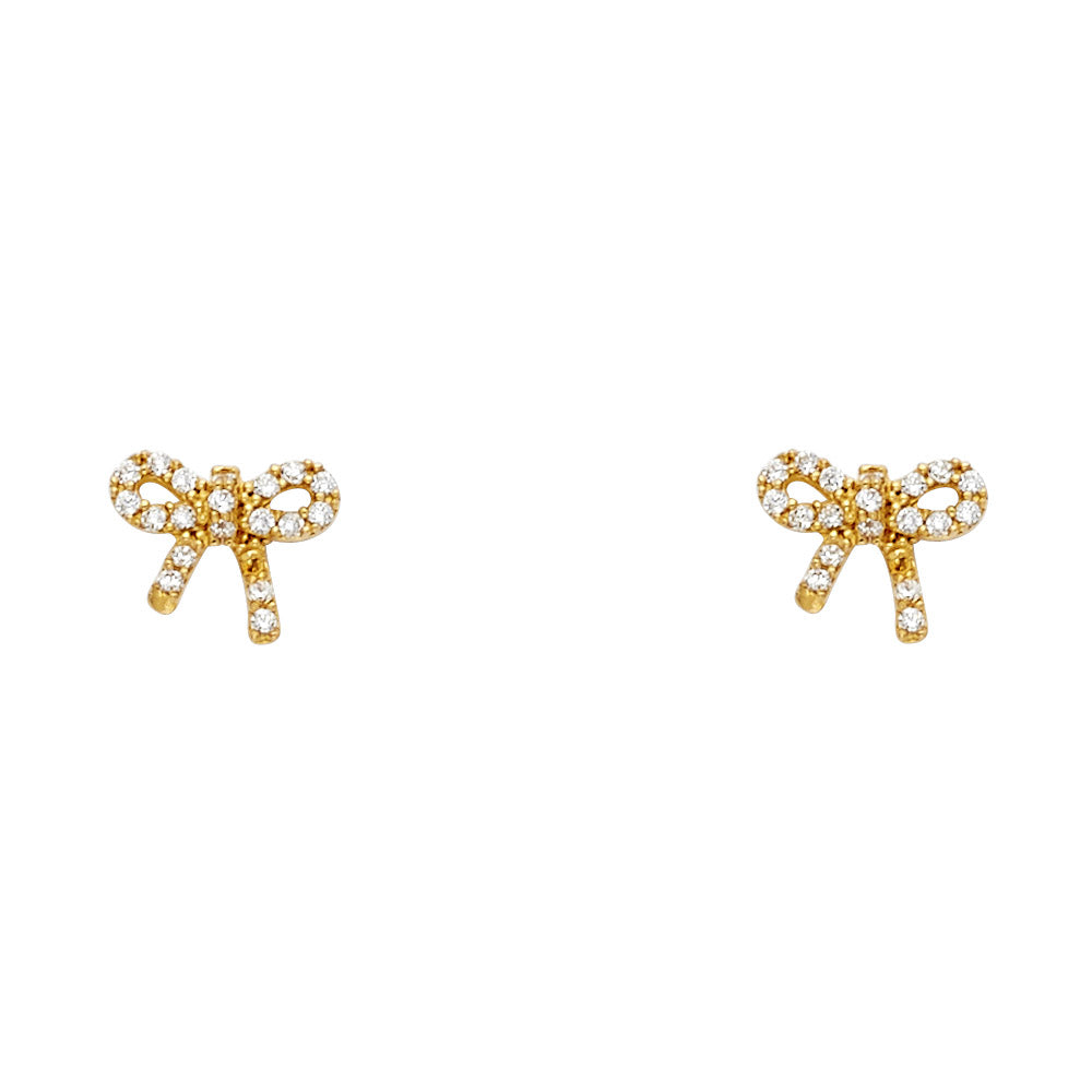 14K Yellow Gold Stud Earring & Solitaire Jewelry - ST681