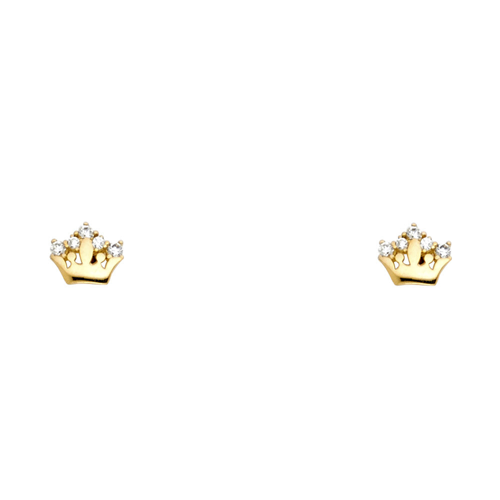 14K Yellow Gold Stud Earring & Solitaire Jewelry - ST688