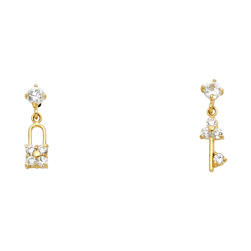 14K Yellow Gold Stud Earring & Solitaire Jewelry - ST690