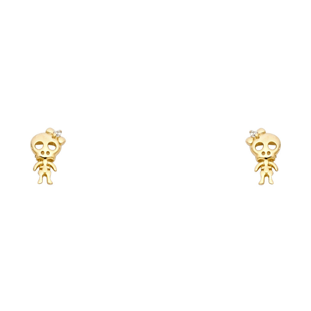 14K Yellow Gold Stud Earring & Solitaire Jewelry - ST691
