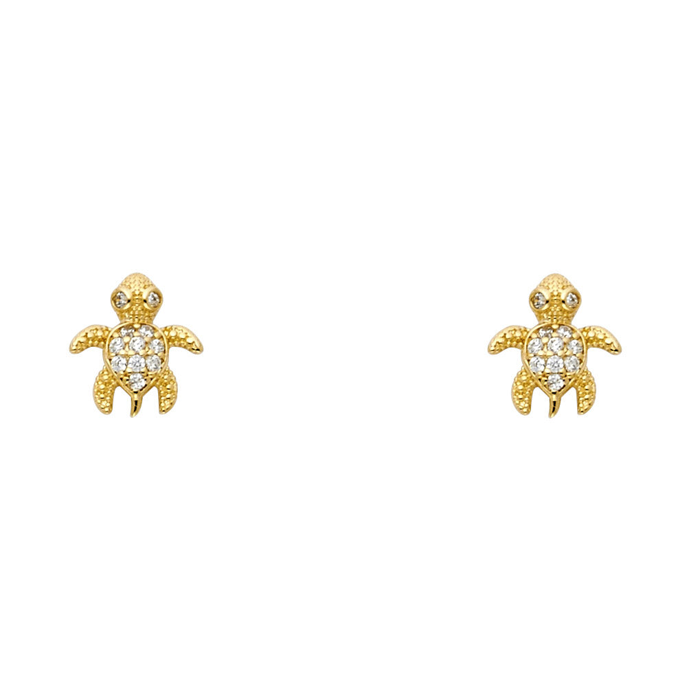14K Yellow Gold Stud Earring & Solitaire Jewelry - ST696