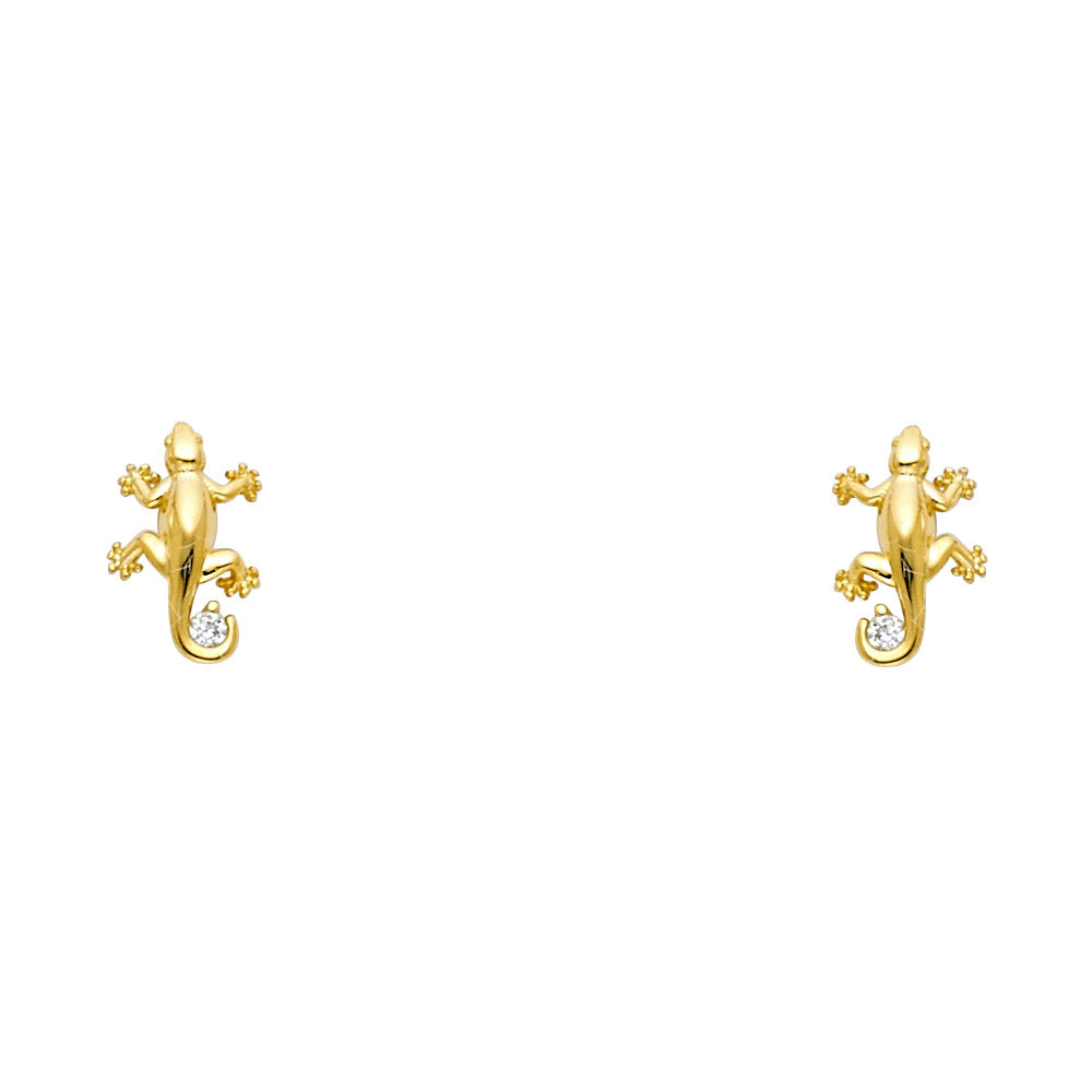 14K Yellow Gold Stud Earring & Solitaire Jewelry - ST698