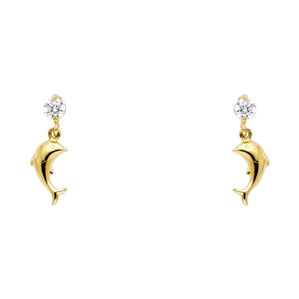 14K Yellow Gold Stud Earring & Solitaire Jewelry - ST703