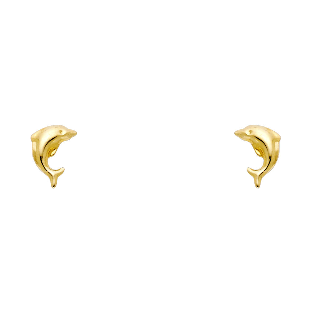 14K Yellow Gold Stud Earring & Solitaire Jewelry - ST704