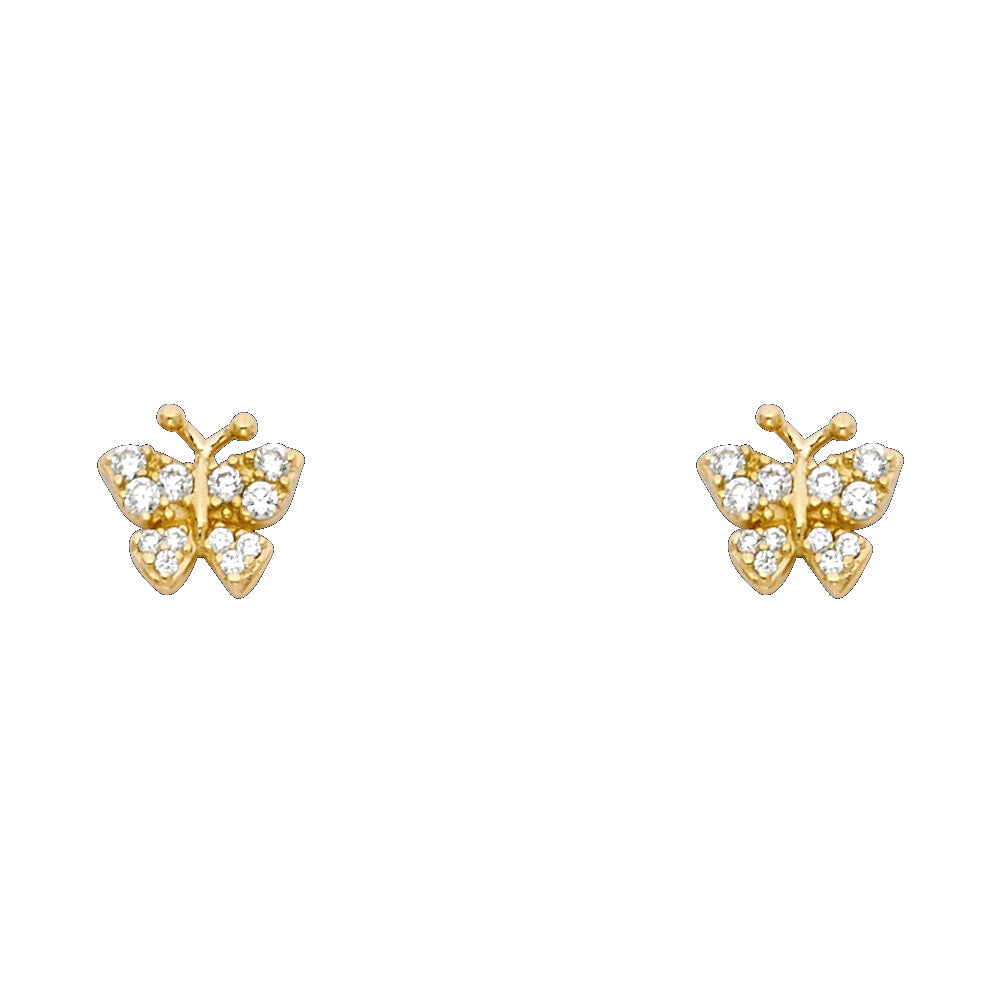 14K Yellow Gold Stud Earring & Solitaire Jewelry - ST707