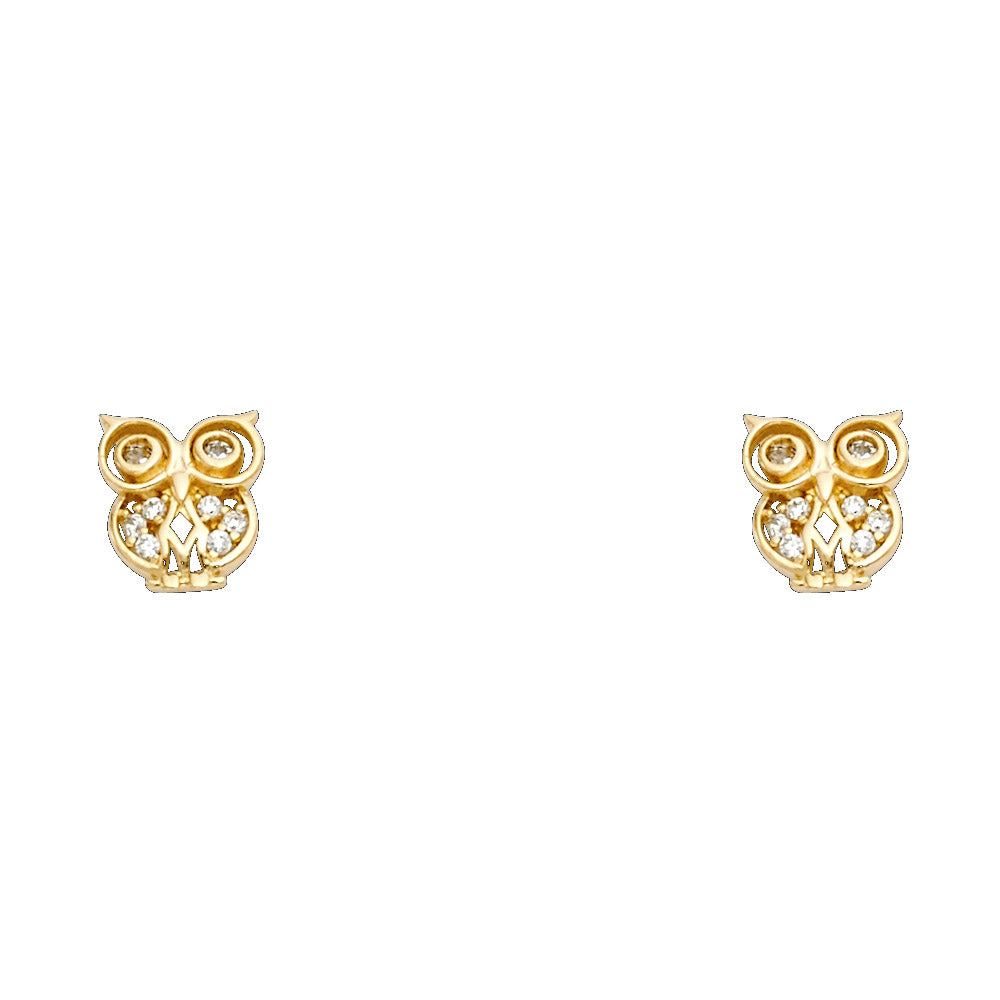 14K Yellow Gold Stud Earring & Solitaire Jewelry - ST708