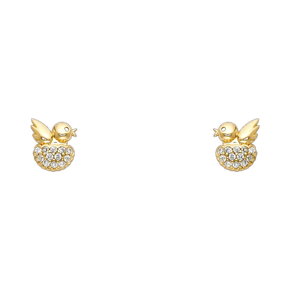 14K Yellow Gold Stud Earring & Solitaire Jewelry - ST712