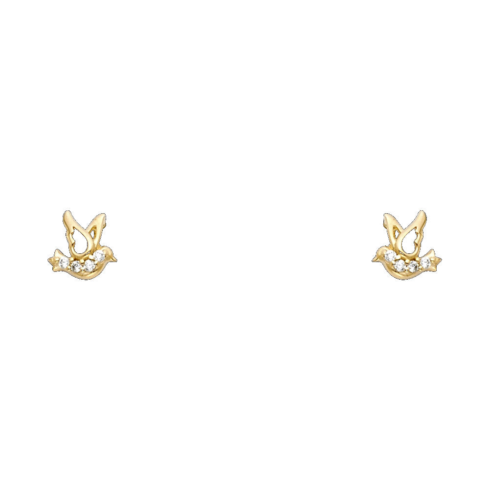 14K Yellow Gold Stud Earring & Solitaire Jewelry - ST713