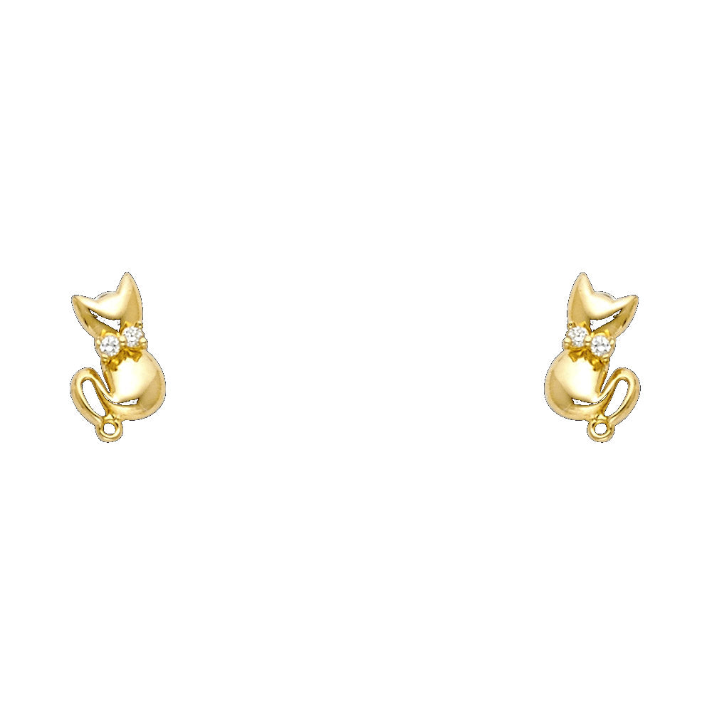 14K Yellow Gold Stud Earring & Solitaire Jewelry - ST714