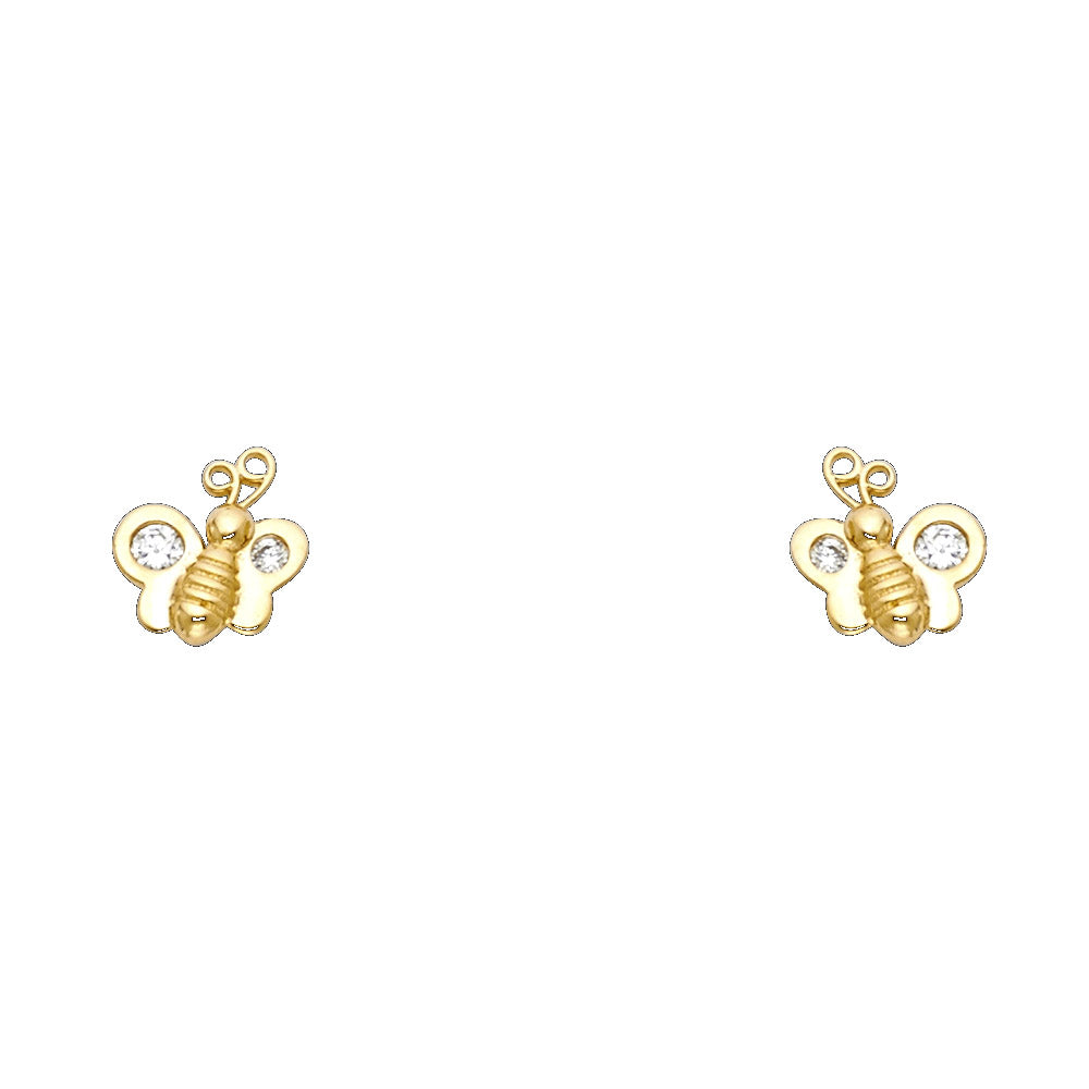 14K Yellow Gold Stud Earring & Solitaire Jewelry - ST715