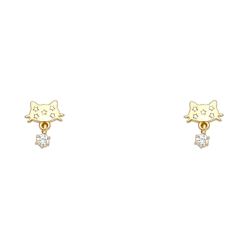 14K Yellow Gold Stud Earring & Solitaire Jewelry - ST718