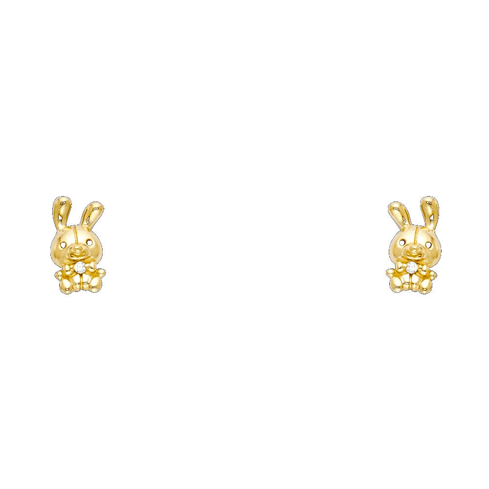 14K Yellow Gold Stud Earring & Solitaire Jewelry - ST723