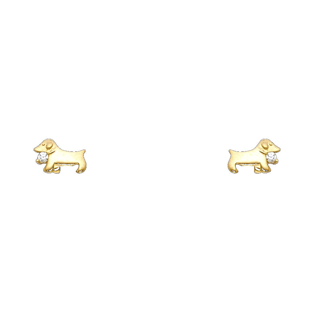 14K Yellow Gold Stud Earring & Solitaire Jewelry - ST724