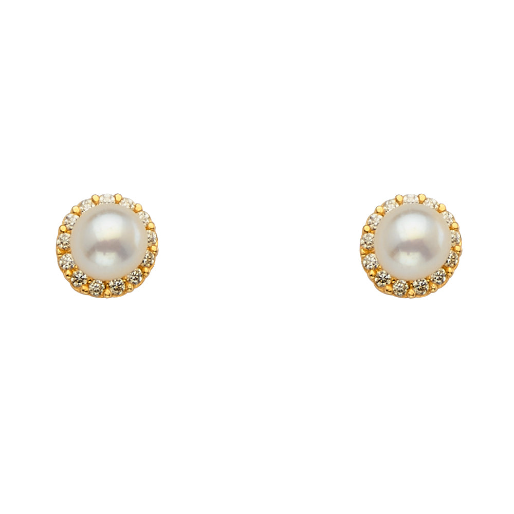 14K Yellow Gold Stud Earring & Solitaire Jewelry 6mm - ST793