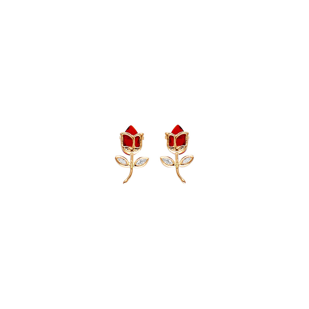 14K Yellow Gold Stud Earring & Solitaire Jewelry - ST810