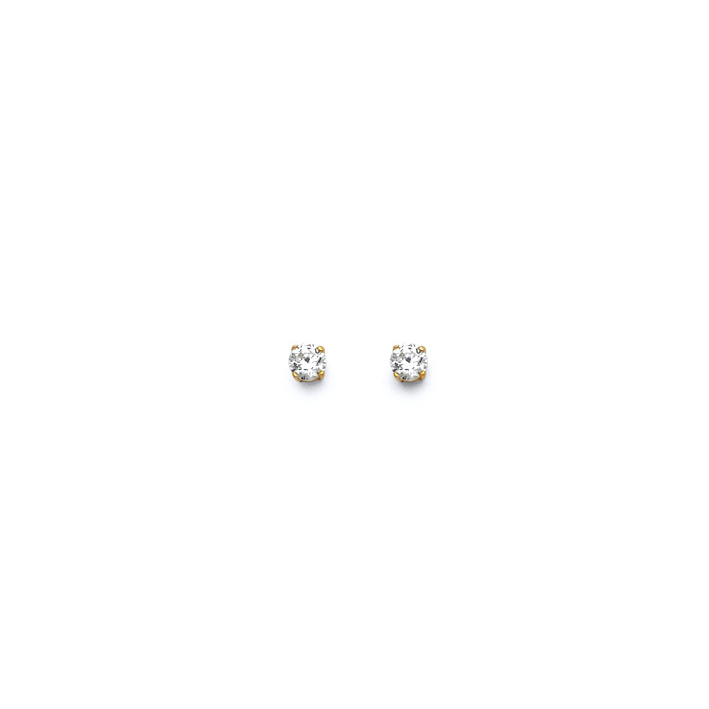 14K Yellow Gold Stud Earring & Solitaire Jewelry 2mm - ST811