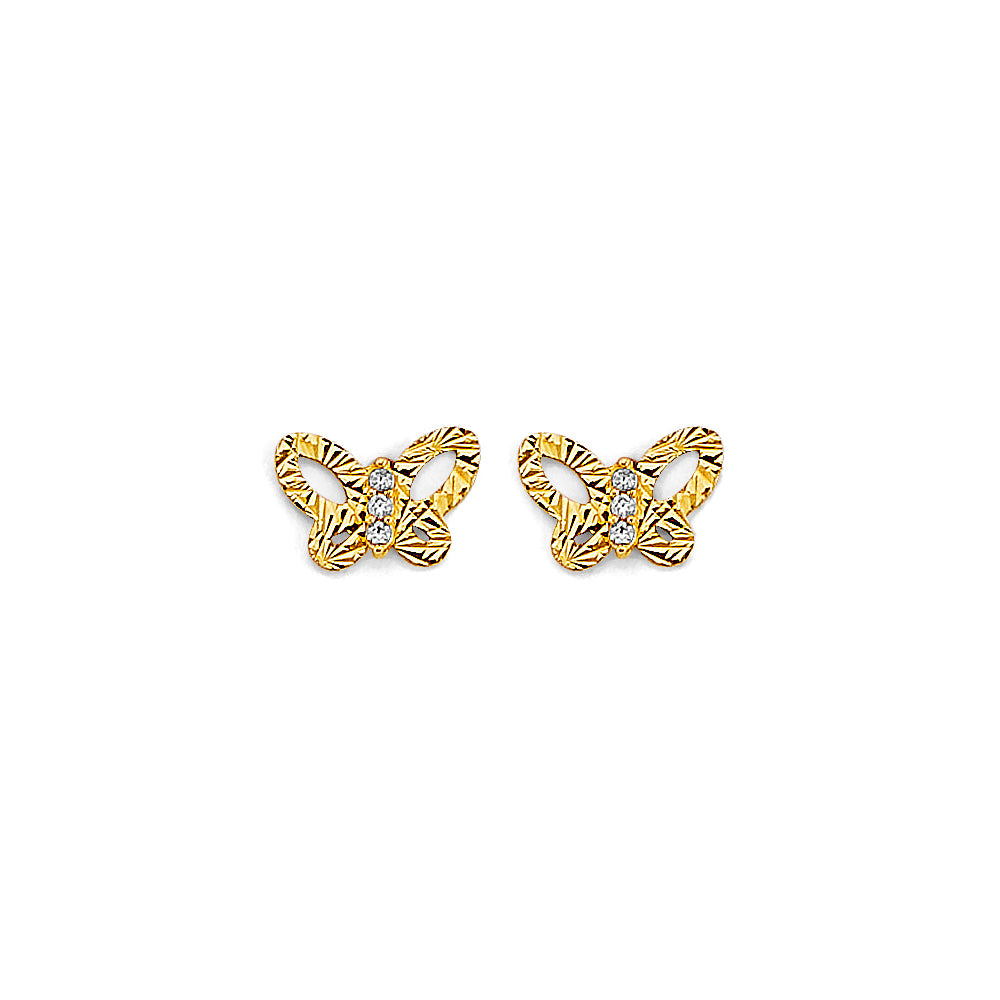 14K Yellow Gold Stud Earring & Solitaire Jewelry - ST825
