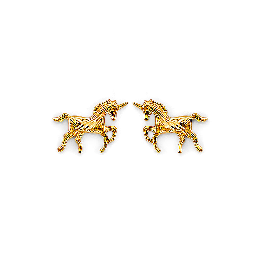 14K Yellow Gold Stud Earring & Solitaire Jewelry - ST828