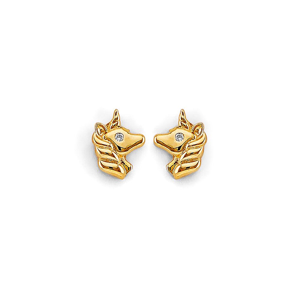 14K Yellow Gold Stud Earring & Solitaire Jewelry - ST829