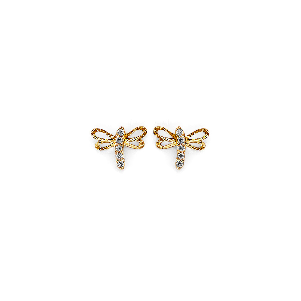 14K Yellow Gold Stud Earring & Solitaire Jewelry - ST832